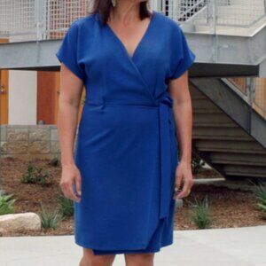 NEW Bobeau Blue Short Sleeve Wrap Tie Dress SZ 4X